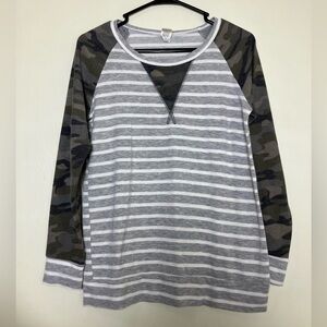 7th Ray Raglan Striped Camo Long Sleeve Top Shirt‎ Size Small